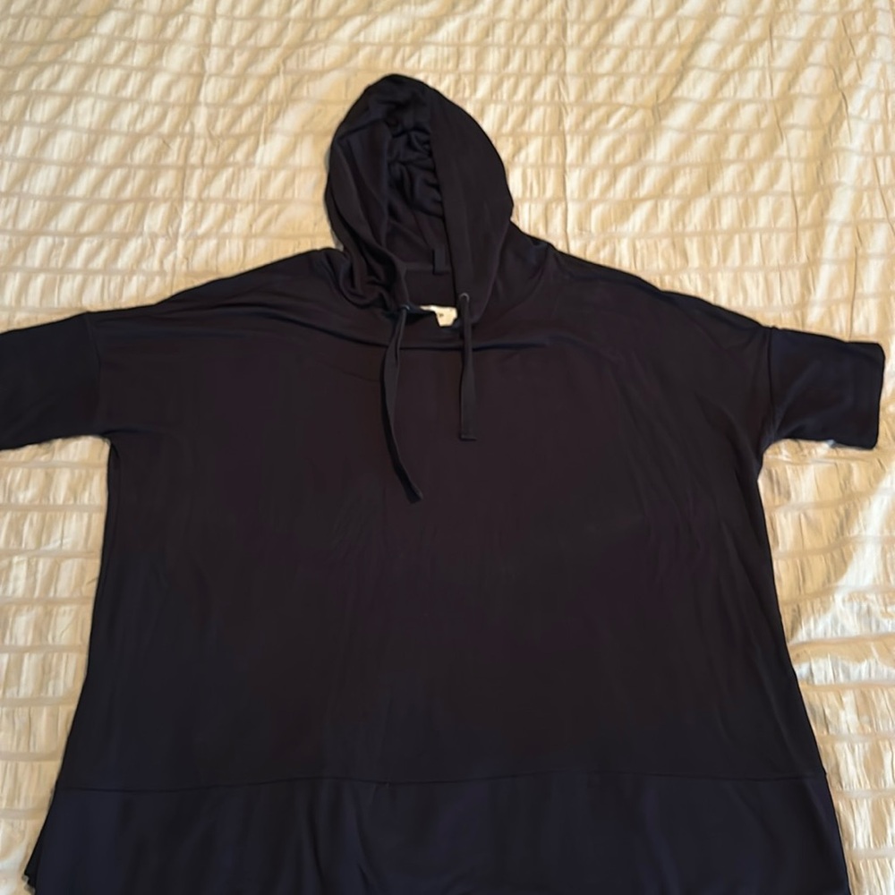 women’s short sleeve hoodie Navy blue by workshop republic clothing